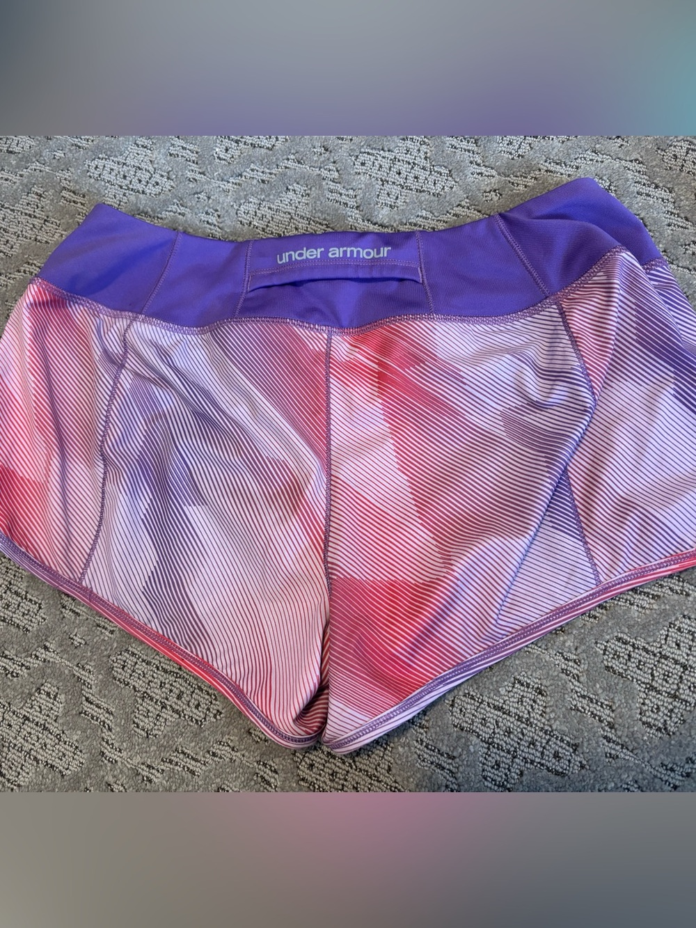 Under Armour Purple Athletic HeatGear Shorts with Pink Accents